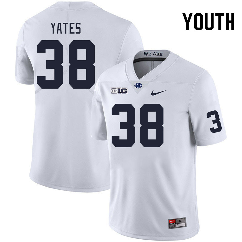 Youth #38 Winston Yates Penn State Nittany Lions College Football Jerseys Stitched Sale-White - Click Image to Close